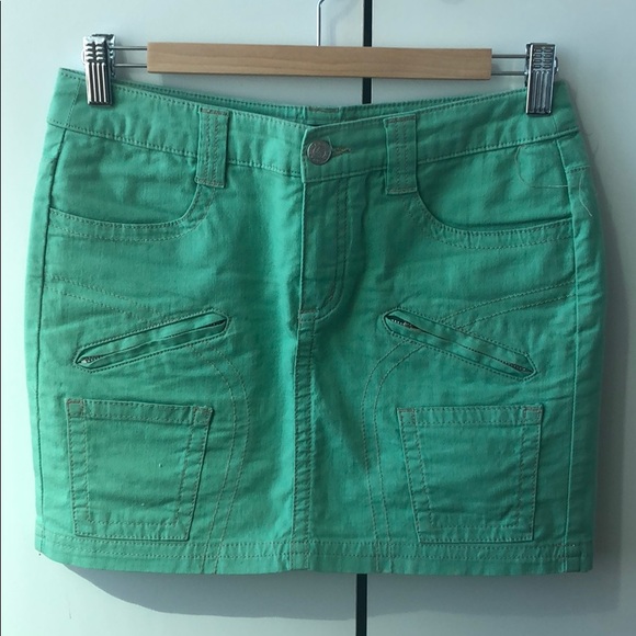 BCBGMaxAzria Dresses & Skirts - BCBGMAXAZRIA Mint Green Mini Jean Skirt BCBGMaxAzria Dresses & Skirts - BCBGMAXAZRIA Mint Green Mini Jean Skirt